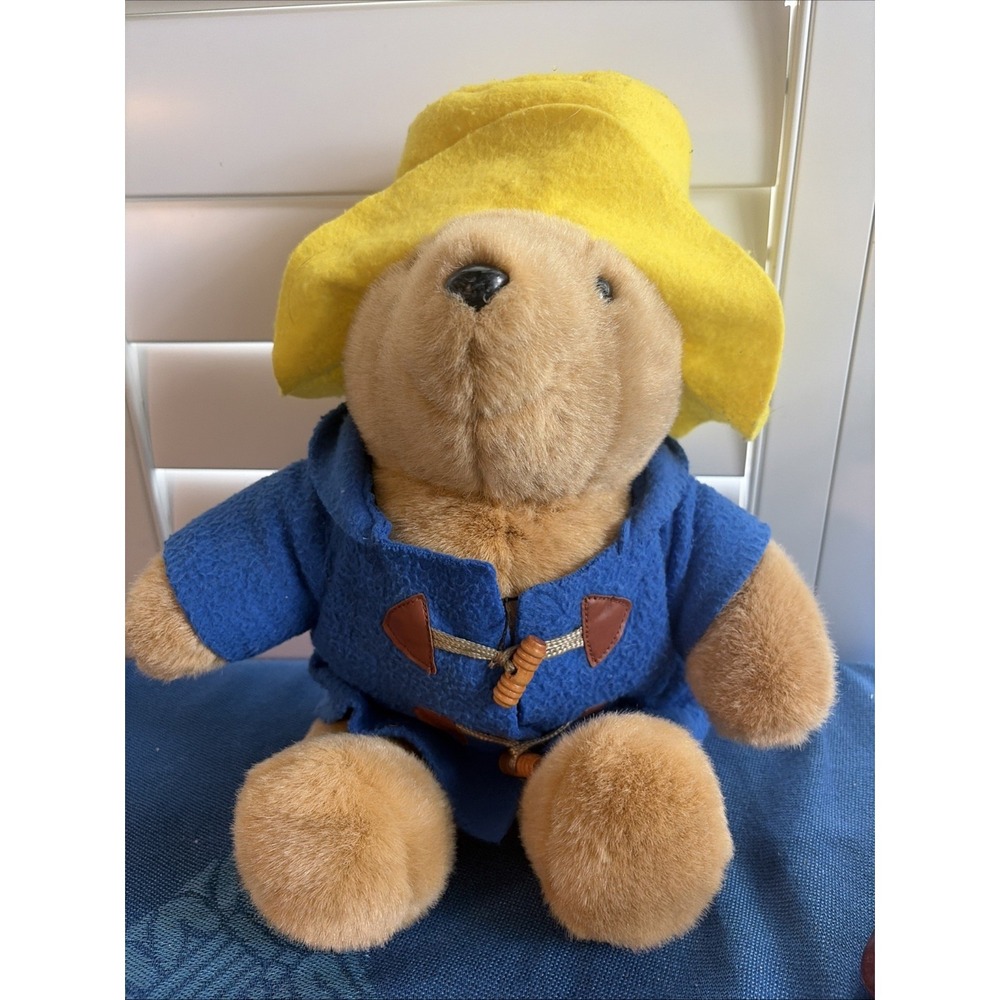 Eden Paddington Bear Stuffed Plush 16" Yellow Hat Blue Coat Vintage